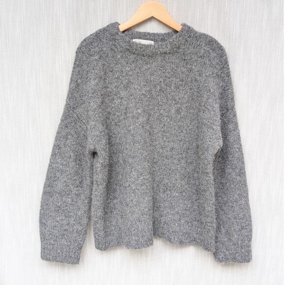 Oak + Fort Gray Oversized Wool Blend Crewneck Long Sleeve Sweater, size S-M - Picture 1 of 6